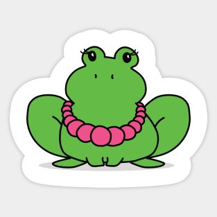 Super Cute Frog with a Big Pearl Necklace Sticker